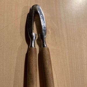 Vintage Mid Century Wood Handle Nut Cracker - 7 in